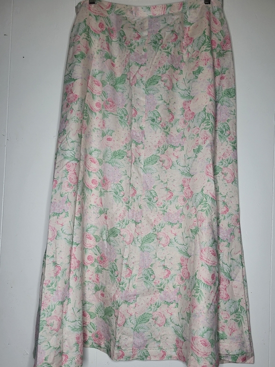 Ralph Lauren Dresses & Skirts - Ralph Lauren Cream Maxi Skirt with Pink Rose and Green Leaf Print